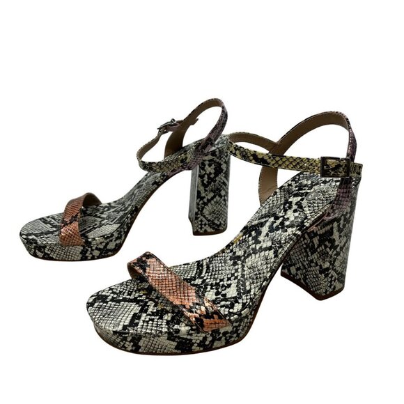 Mix No. 6 Women’s Snake Print Platform Heel Sandals Ankle Strap Size 8.5 - Picture 1 of 8